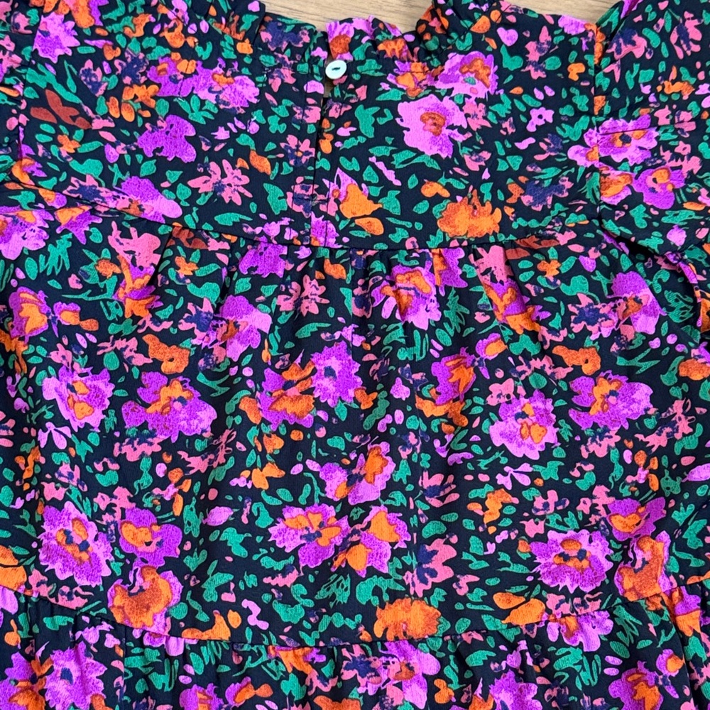 Make My Day Black Ditsy Floral L/S Babydoll Dress - Picture 14 of 16